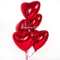 5 красных сердец от интернет магазина Deliverygift.
