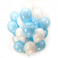 25 голубых и белых шариков от интернет магазина Deliverygift.