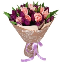 51 розовый и фиолетовый тюльпан от Delivery Gift.